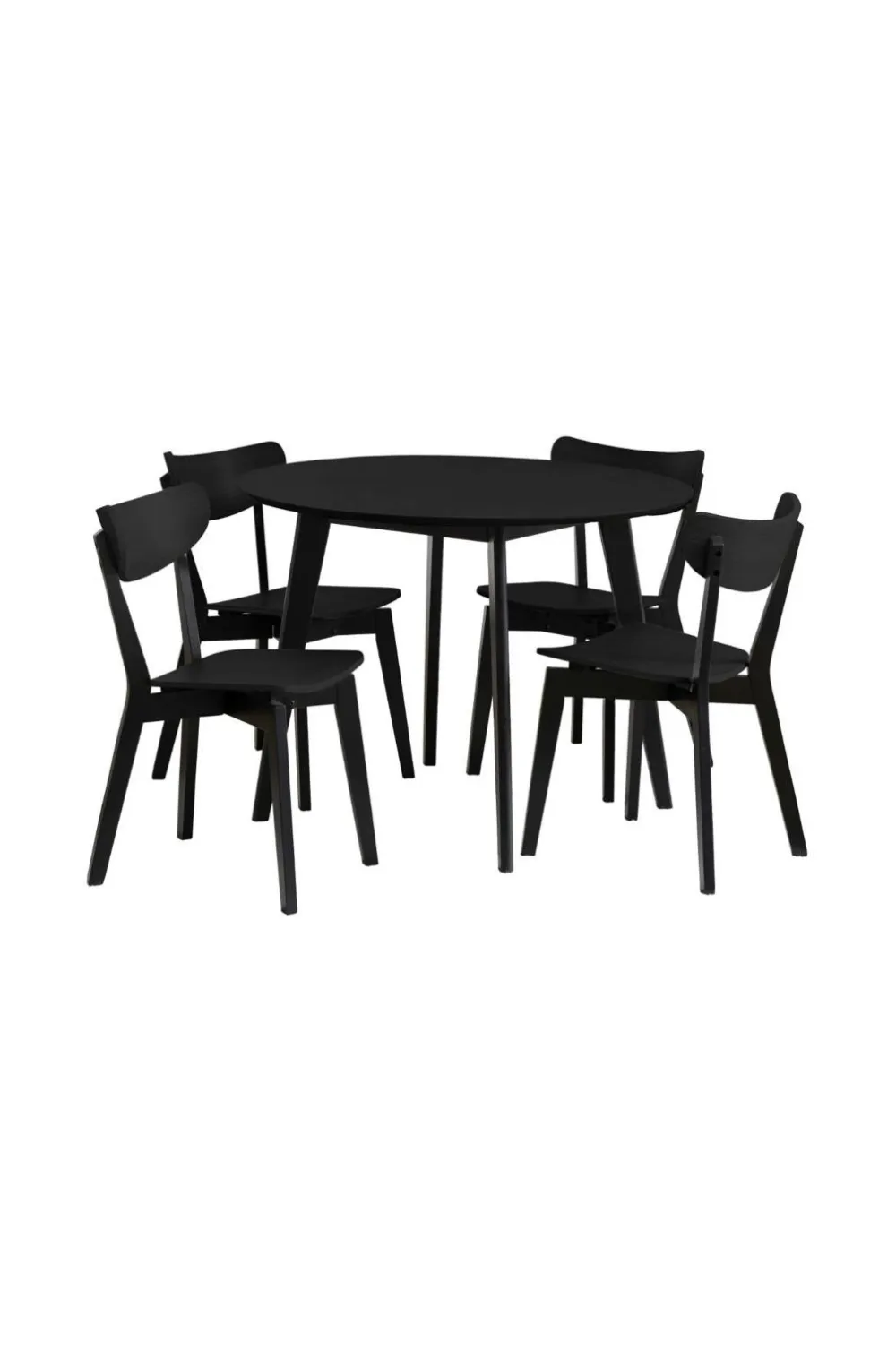 NORDFORM Roxby spisebordssæt med bord og 4 stole, 105x105x76 cm mat sort 40888