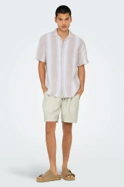 ONLY & SONS Shorts onsTel Linen Latham 0257 Shorts Cloud dancer New