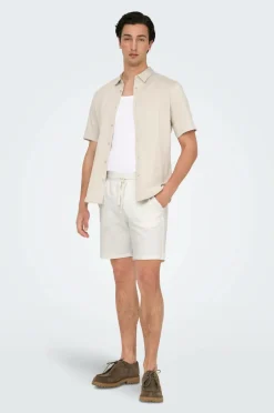 ONLY & SONS Shorts Onskian Life Reg Seersucker Shorts Cloud dancer Clearance