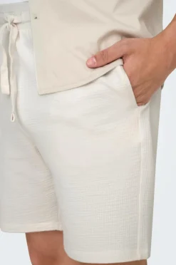 ONLY & SONS Shorts Onskian Life Reg Seersucker Shorts Cloud dancer Clearance