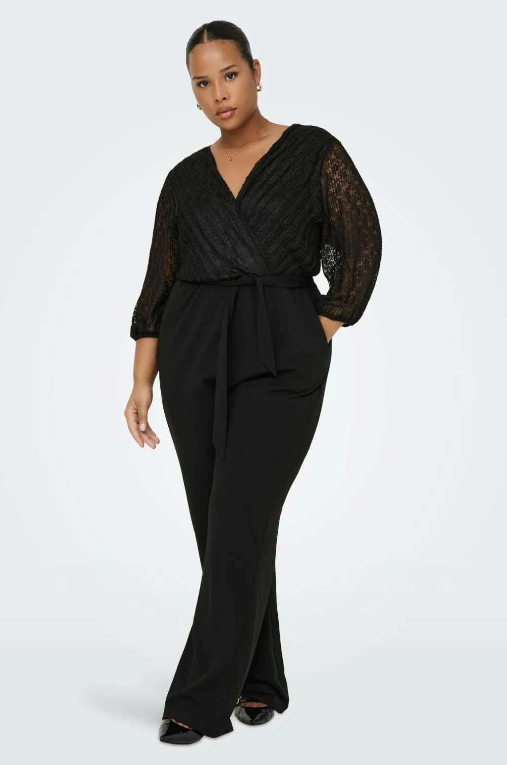 Only Carmakoma Buksekjole carBetsy 3/4 Wrap V-neck Jumpsuit Black Best