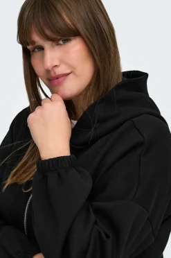 Only Carmakoma Hættetrøje carScarlett LS Elastic Zip Black Best