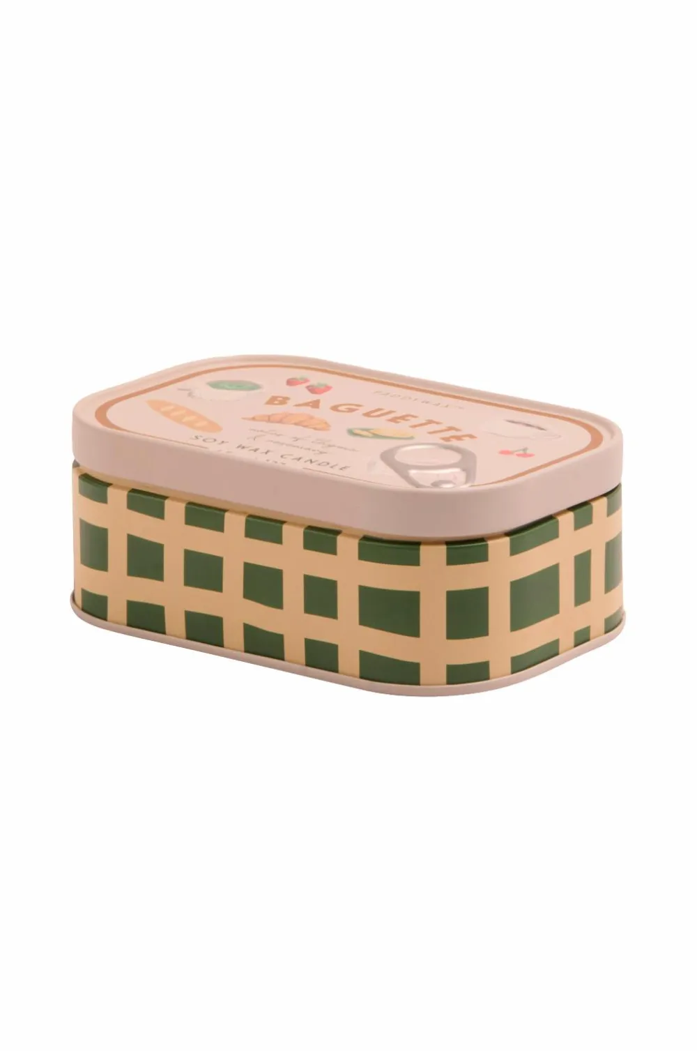 Paddywax Bistro French Baguette Printed Tin Candle - Rosemary Thyme Mønstret New