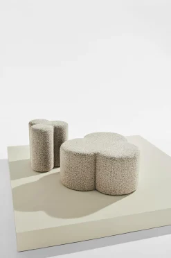 Pastill Bodhi puf i bouclé ø 70 cm Greige Best