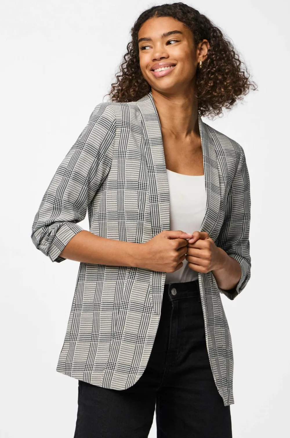 pieces Habitjakke pcBosella 3/4 Printed Blazer Black New
