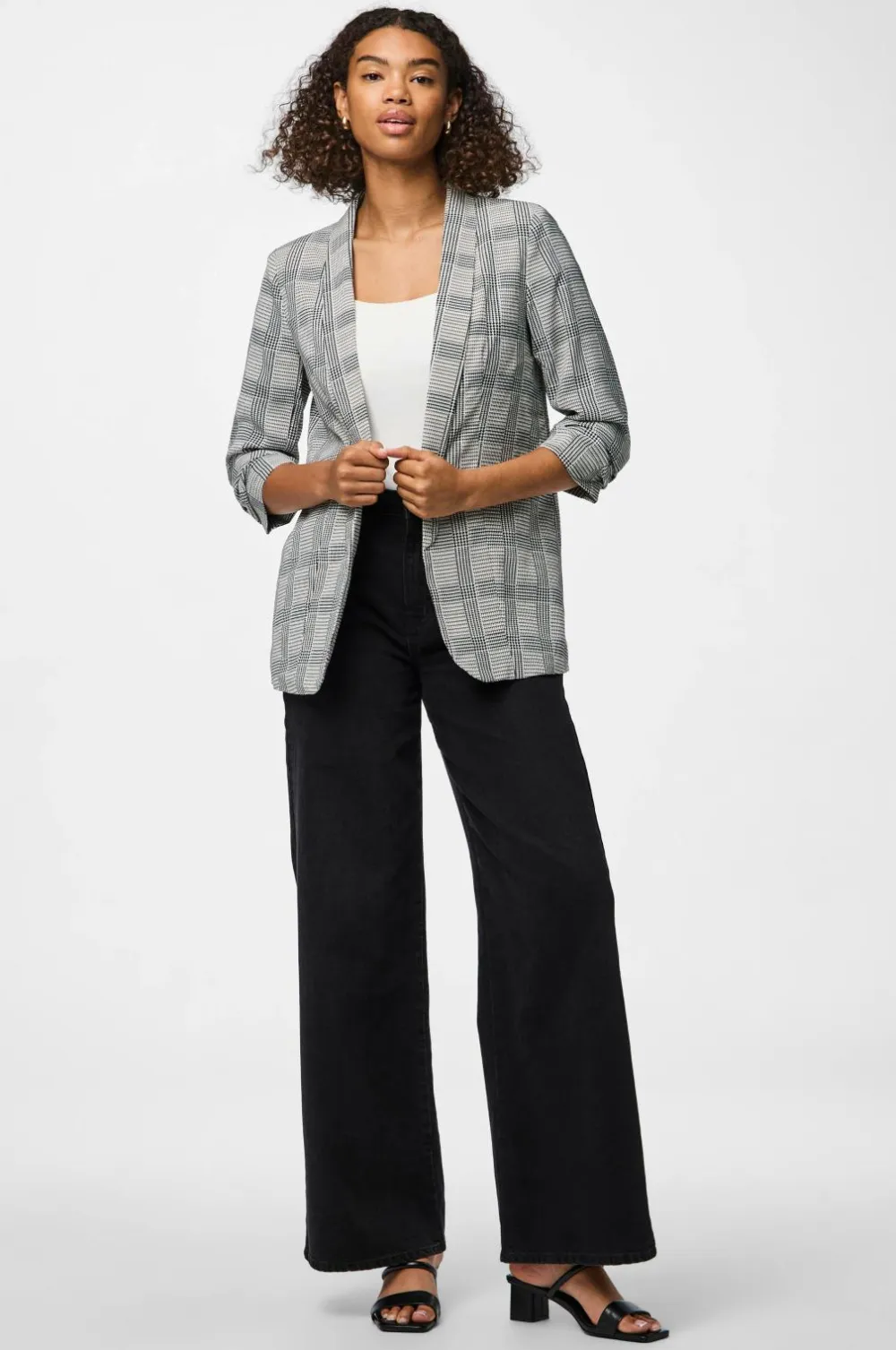 pieces Habitjakke pcBosella 3/4 Printed Blazer Black New