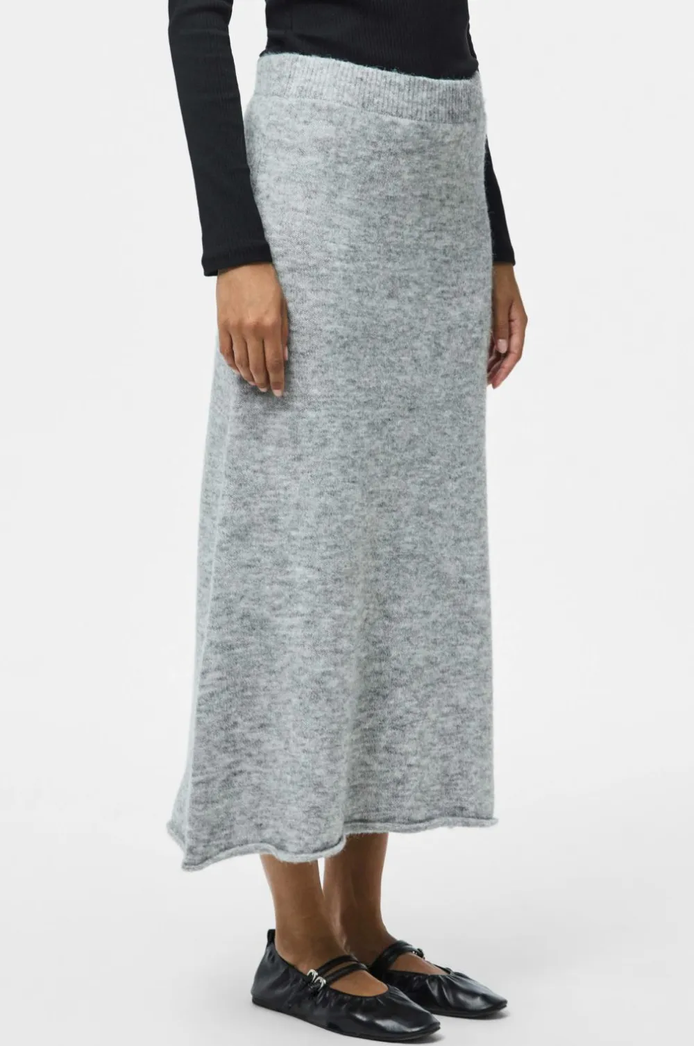 pieces Nederdele>Nederdel pcPam HW Ank Knit BC Medium grey melange