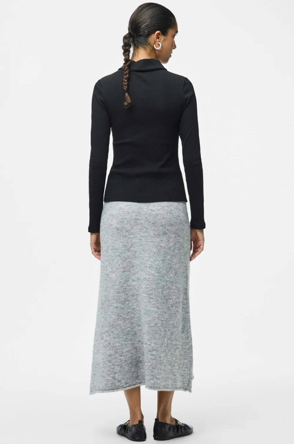 pieces Nederdele>Nederdel pcPam HW Ank Knit BC Medium grey melange