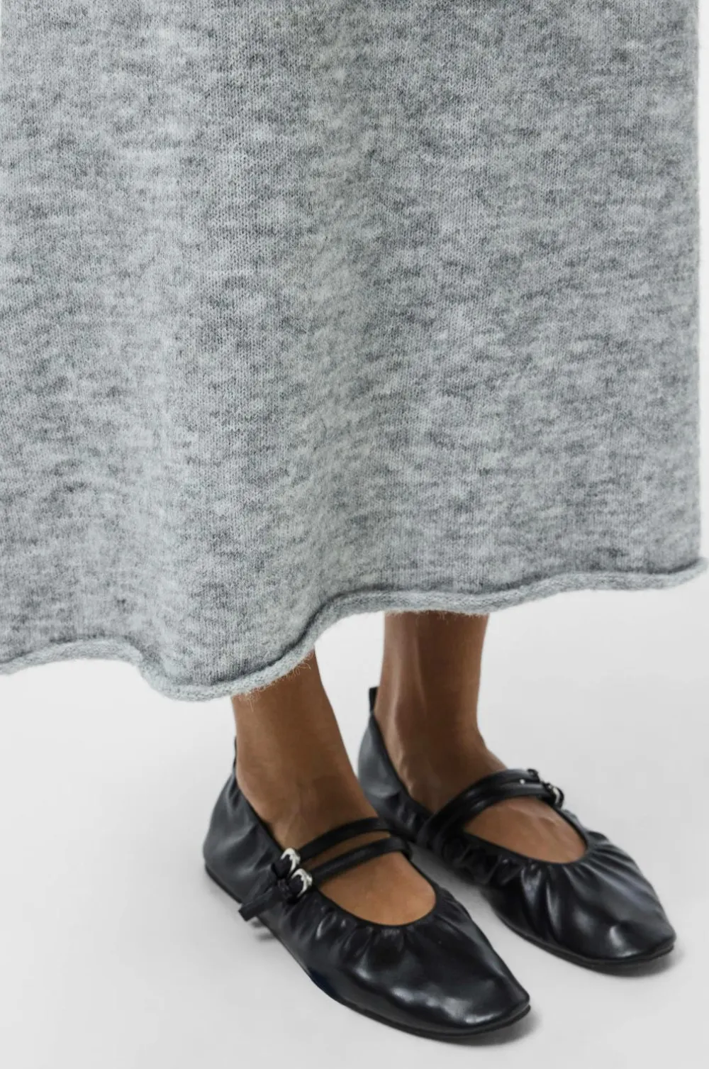 pieces Nederdele>Nederdel pcPam HW Ank Knit BC Medium grey melange