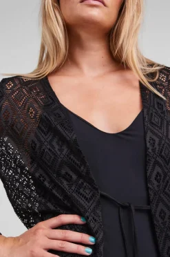 pieces Strandkjole pcVita 7/8 Lace Ankle Kimono Black Online