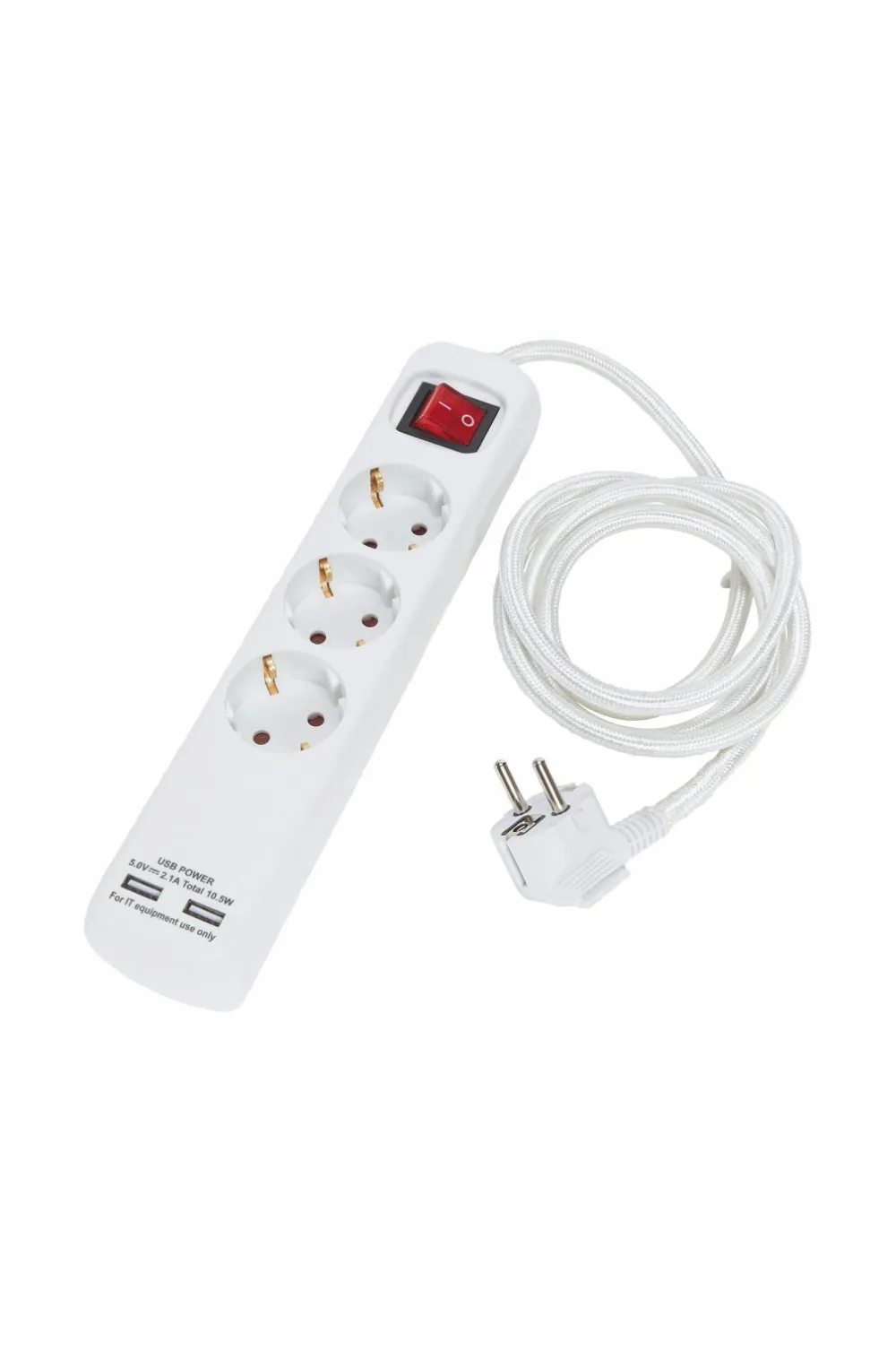 PR Home Stikdåse 3 stik + Usb 1,4 m Hvid Online