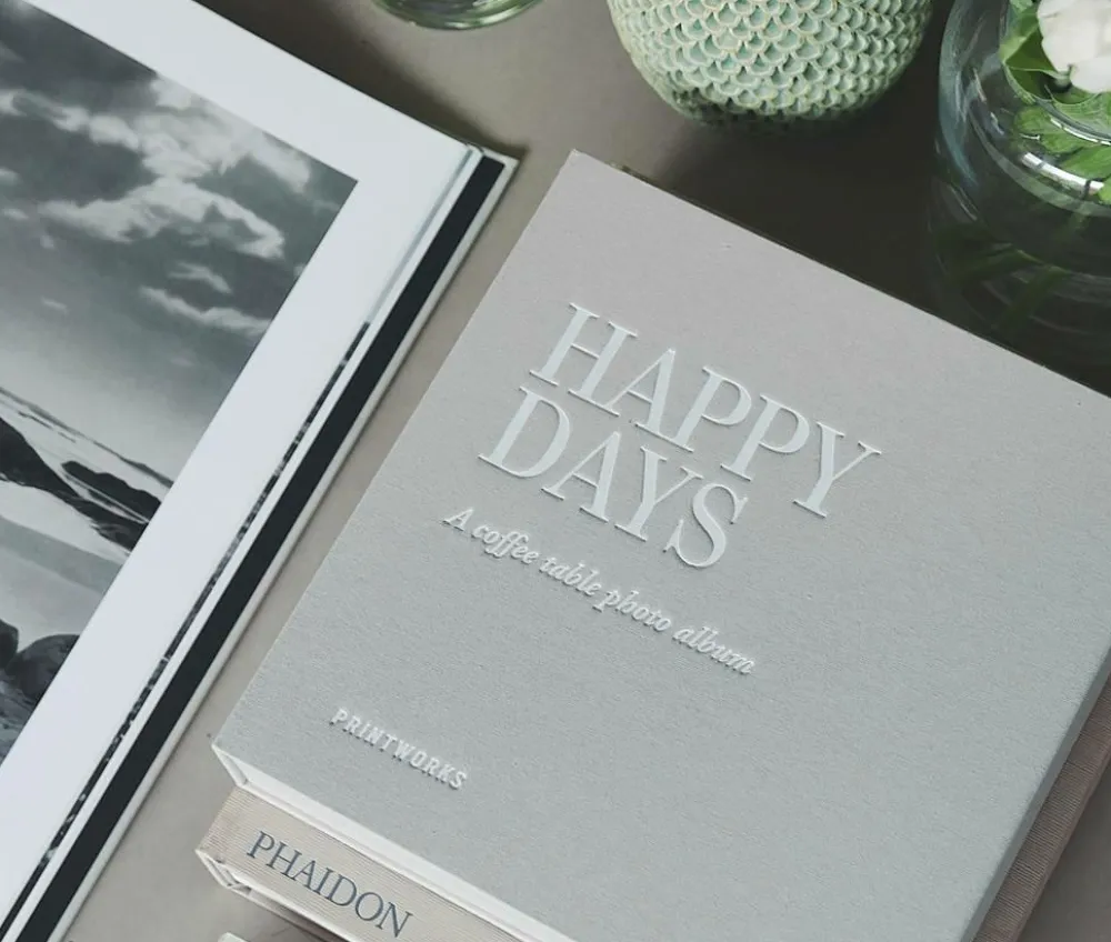 PRINTWORKS Pynteting>Fotoalbum - Happy Days (S) Lysegrå