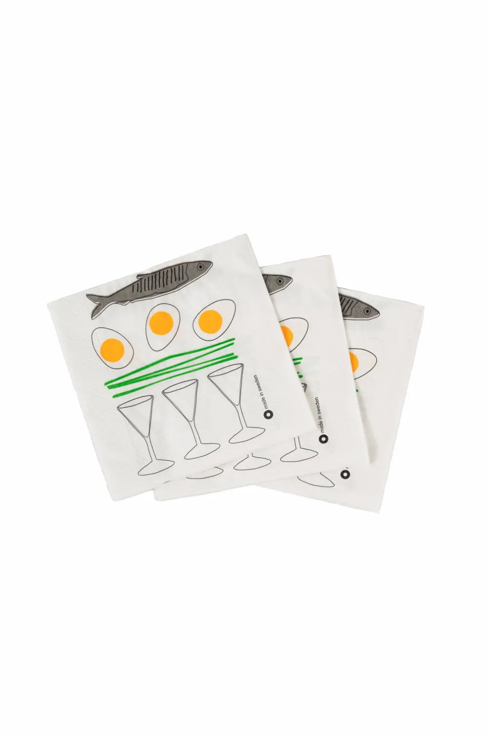Rotor design Servietter Herring, æg og snaps 20-pak Hvid New