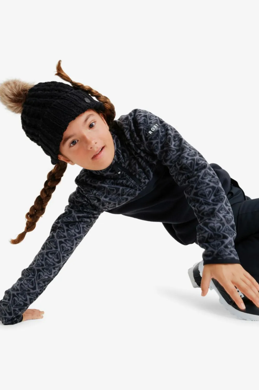 Roxy Trøjer & Cardigans>Fleecetrøje Whitecamp Half Zip True black roxygram tonal