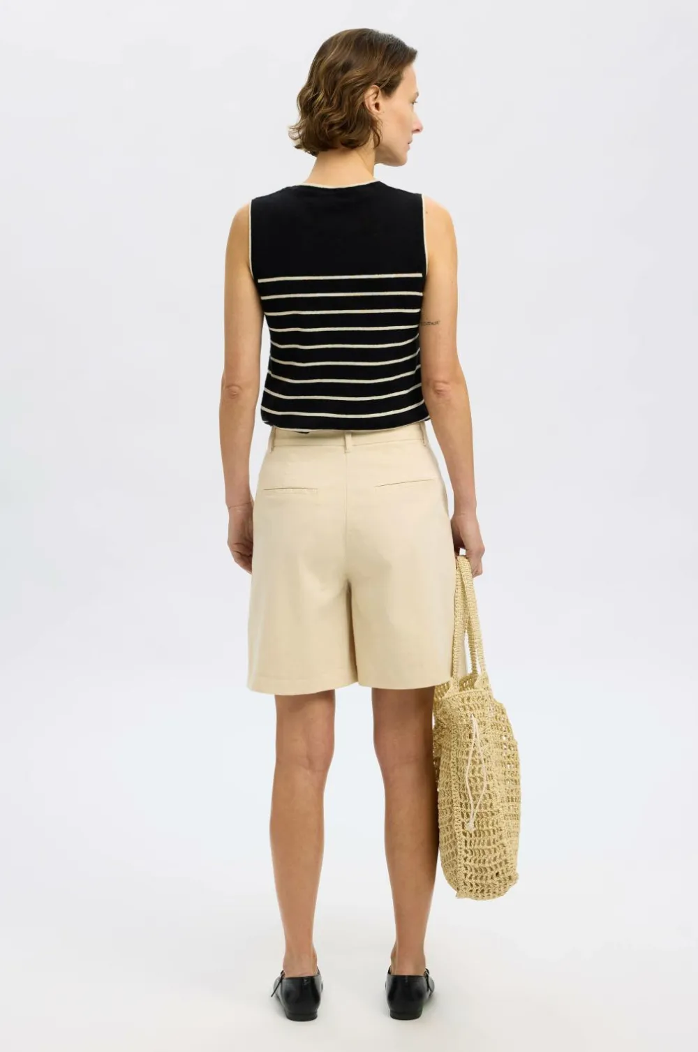 Selected FEMME Shorts slfVienna HW Wide Shorts Birch Best