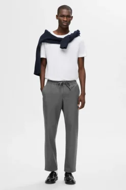 Selected HOMME Bukser Slh196-Straight Robert String Pant Grey melange Discount