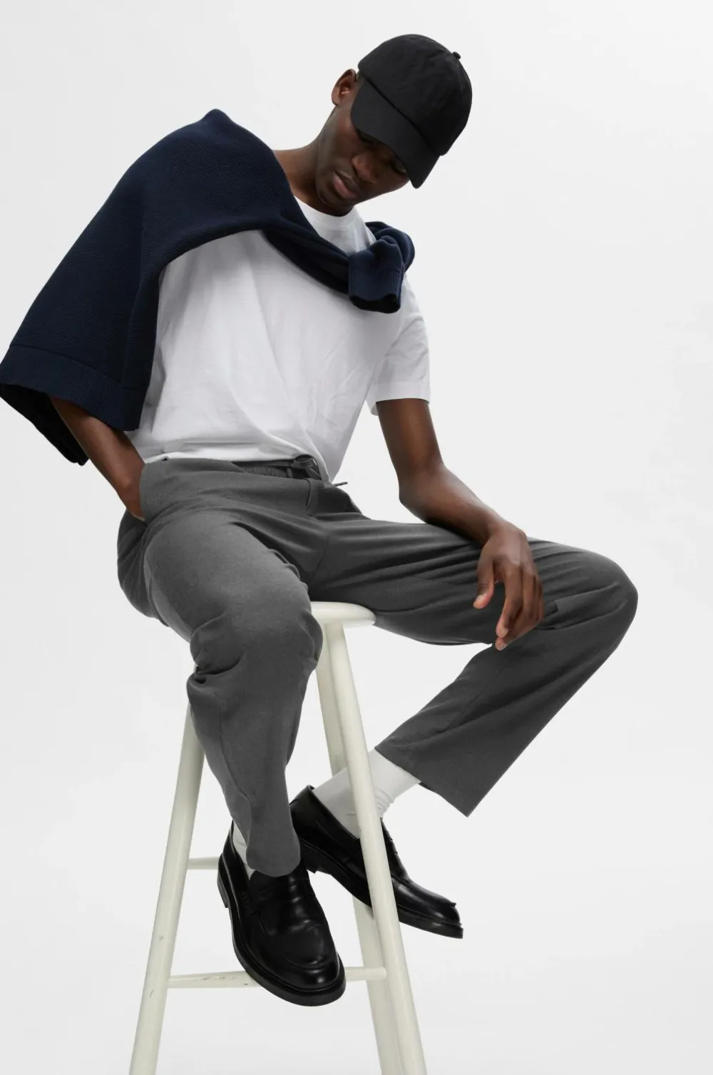 Selected HOMME Bukser Slh196-Straight Robert String Pant Grey melange Discount