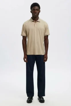 Selected HOMME Poloshirt slhFave Button SS Polo Oatmeal Best