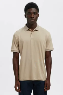Selected HOMME Poloshirt slhFave Button SS Polo Oatmeal Best