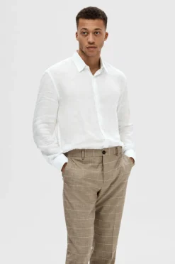 Selected HOMME Skjorte slhRegkylian-linen Shirt LS Classic White Best