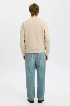 Selected HOMME Sweatshirt slhRelaxluke LS Sweat Crew Neck Oatmeal Sale