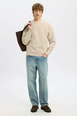 Selected HOMME Sweatshirt slhRelaxluke LS Sweat Crew Neck Oatmeal Sale