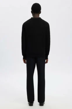 Selected HOMME Trøje slhDane LS Knit Struc Half Zip Polo Black