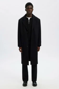 Selected HOMME Trøje slhDane LS Knit Struc Half Zip Polo Black