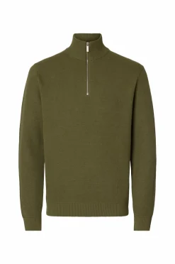 Selected HOMME Trøjer>Trøje slhDane LS Knit Structure Half Zip Deep lichen green