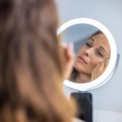 Sharper Image Bathroom Wireless Charger with Mirror Round LED 8 inch No color Clearance
