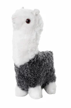 Skinnwille Alpaka i fåreskind Curly Charcoal grey silver/white Online