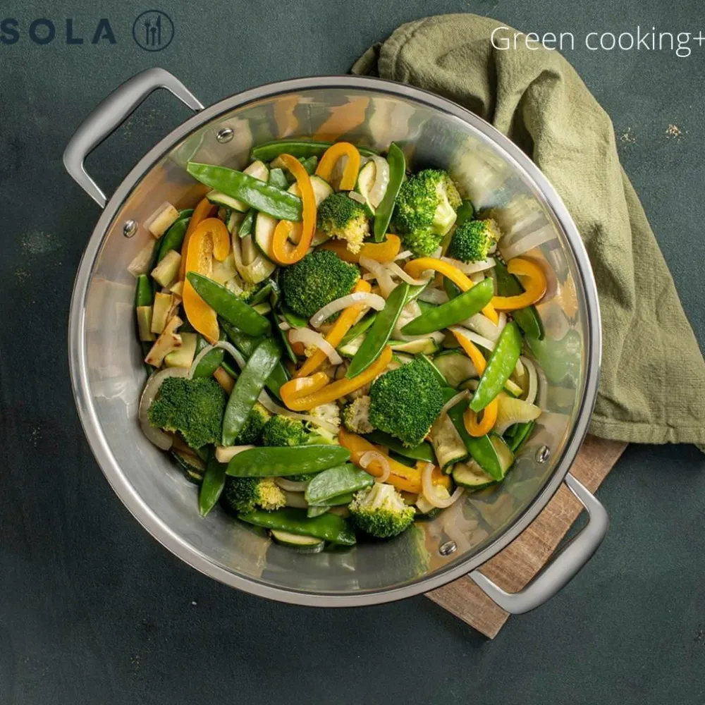 Sola Wok Green Cooking med låg 32 cm Stainless Steel