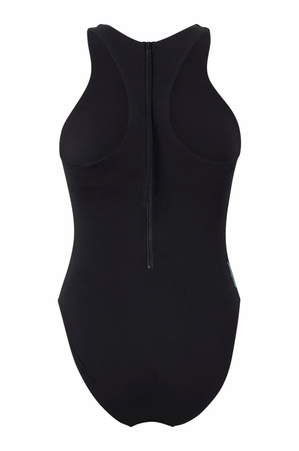 Speedo Badedragt Womens Racer Zip Swimsuit with Built in Swim Bra Black Outlet