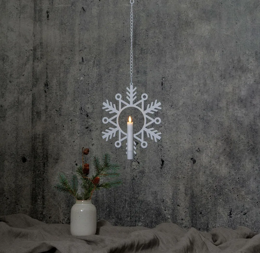Star Trading Pendler>Indendørsdekoration Flamme Snow. Hvid