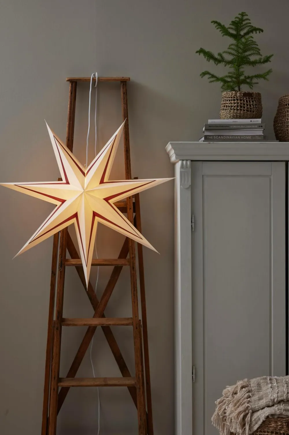 Star Trading Julebelysning>Stjerne Stribe 80cm Rød