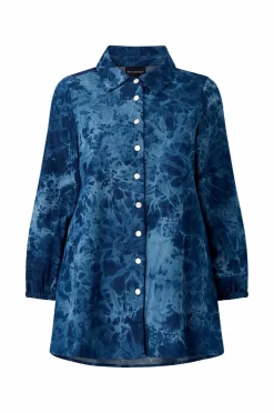 Studio Skjortekjole sEllie Shirt Dark blue batik demin Discount