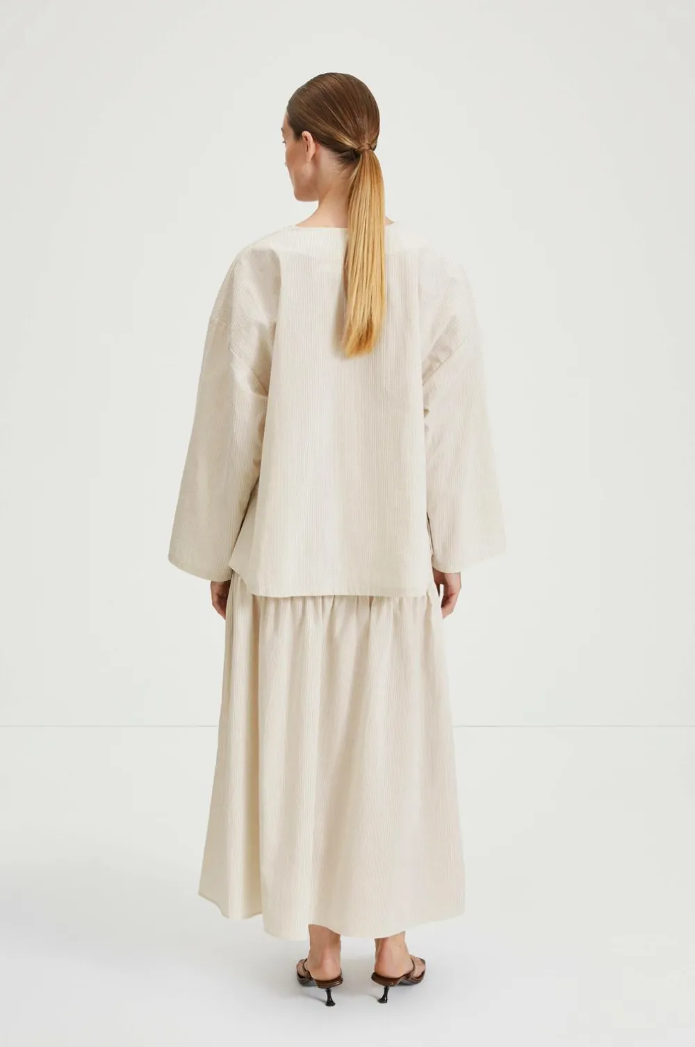 Stylein Maxi nederdel Mirella Skirt Beige stripe Outlet