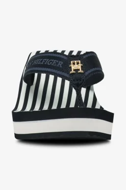 Tommy Hilfiger Sandal med hæl TH Stripes Wedge Beach Sandal Space blue Outlet