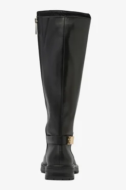 Tommy Hilfiger Støvler TH Logo Leather Long Boot Black New