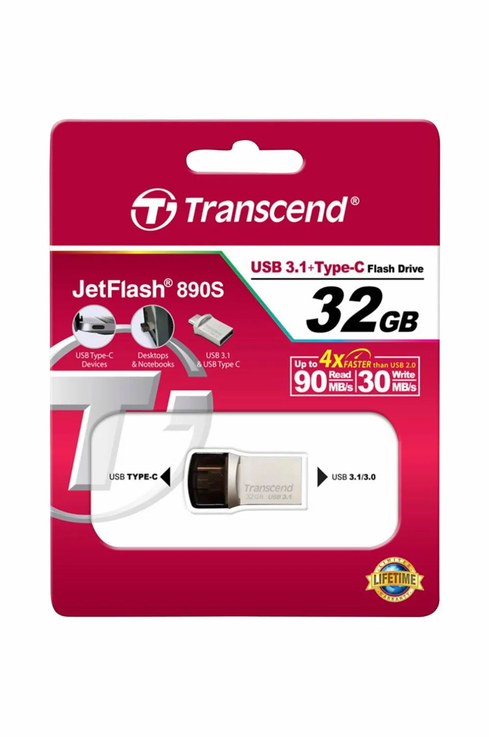 Transcend Computertilbehør>USB-hukommelse (USB3+Type-C) 32 GB