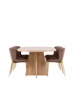 Venture Home Bootcut-spisebord med Modesto-spisebordsstol Brun Outlet