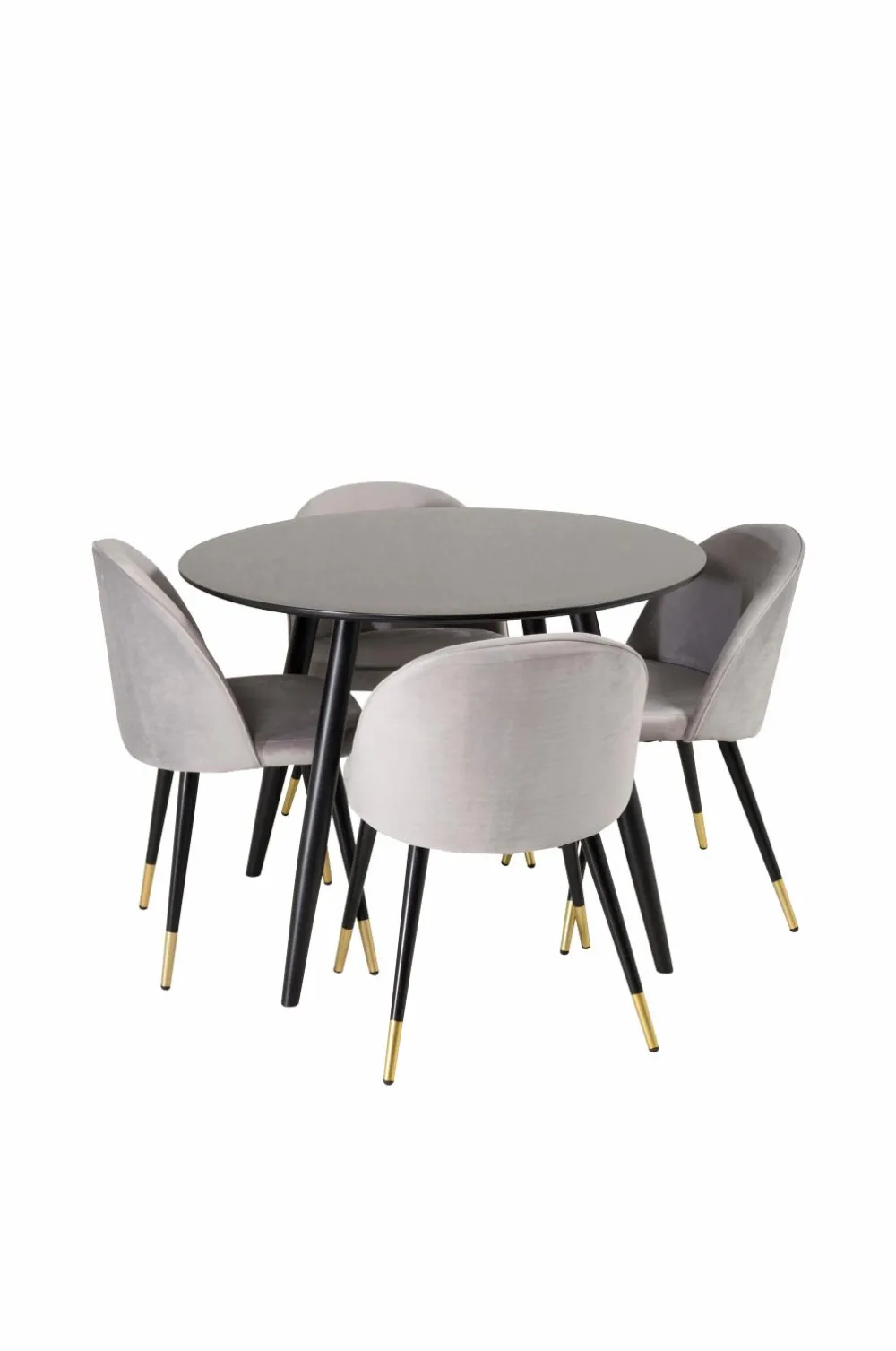 Venture Home Spisegrupper>Spisebordssæt Plaza med 4 stole Velvet Sort