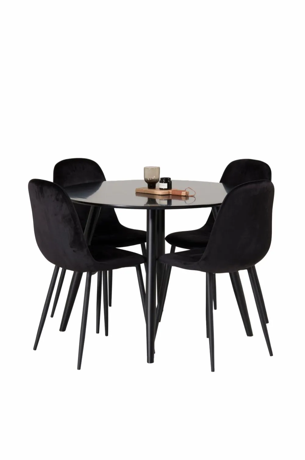 Venture Home Spisegrupper>Spisebordssæt Plaza med 4 stole Polar Sort