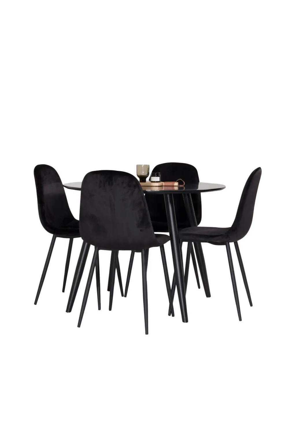 Venture Home Spisegrupper>Spisebordssæt Plaza med 4 stole Polar Sort