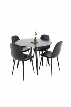 Venture Home Spisebordssæt Plaza med stole Polar Sort Sale