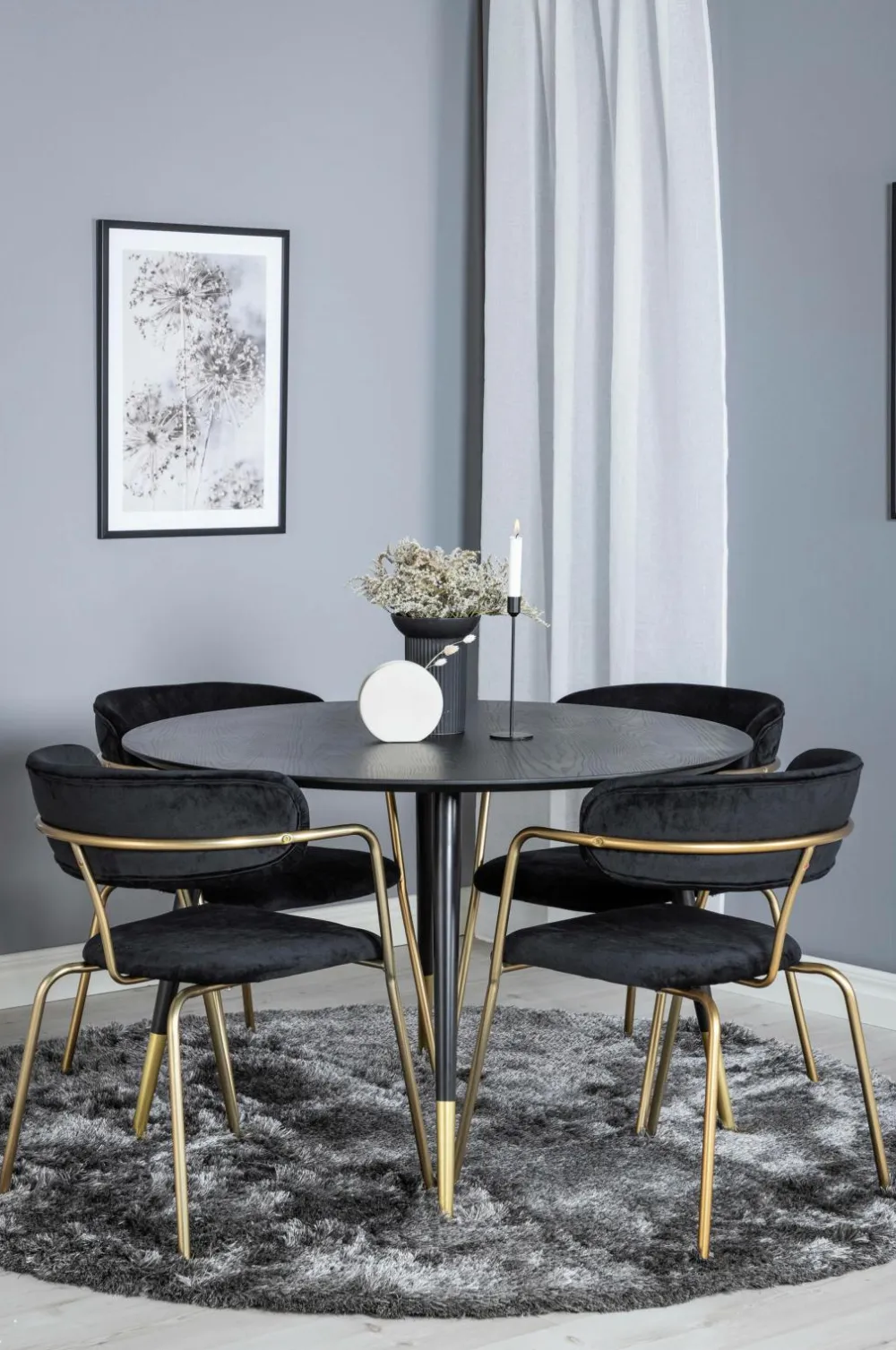 Venture Home Spisegrupper>Spisegruppe Dipp med 4 stk. stole Arrow Black