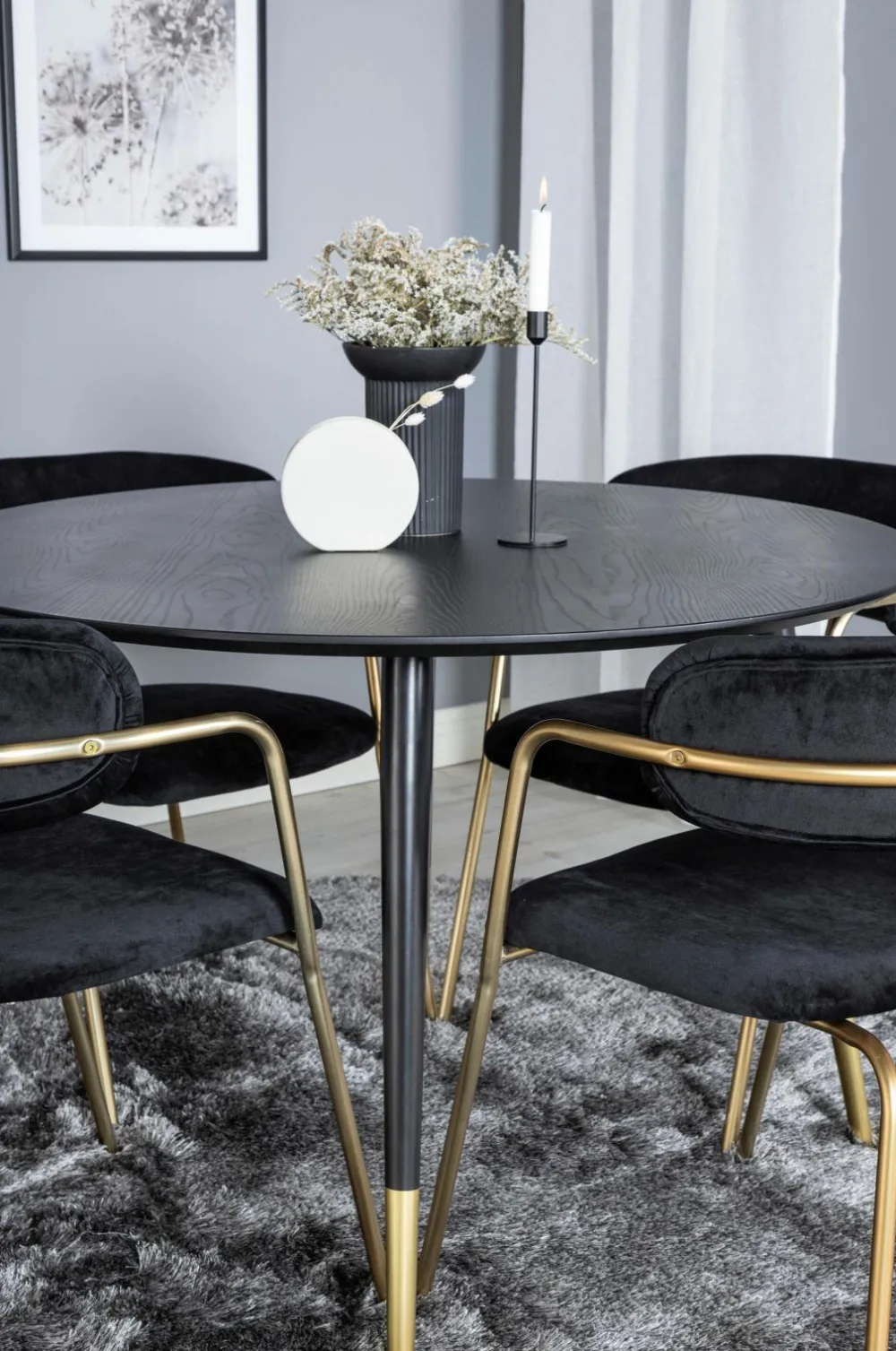 Venture Home Spisegrupper>Spisegruppe Dipp med 4 stk. stole Arrow Black