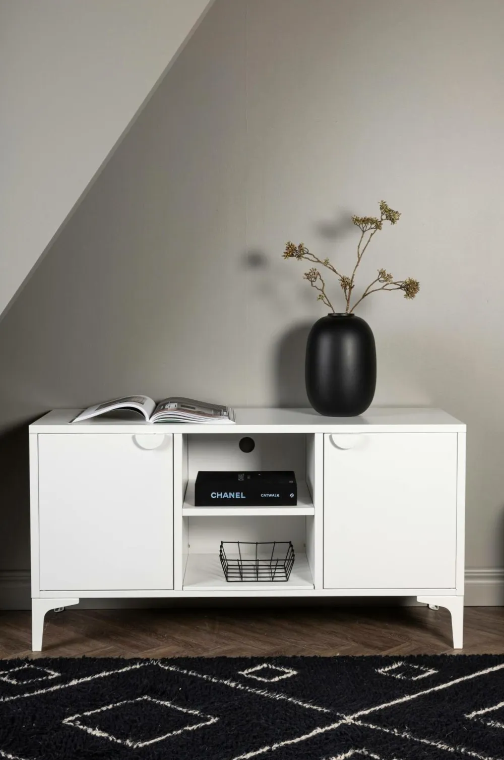 Venture Home TV-bænk Piring Sort/hvid Clearance
