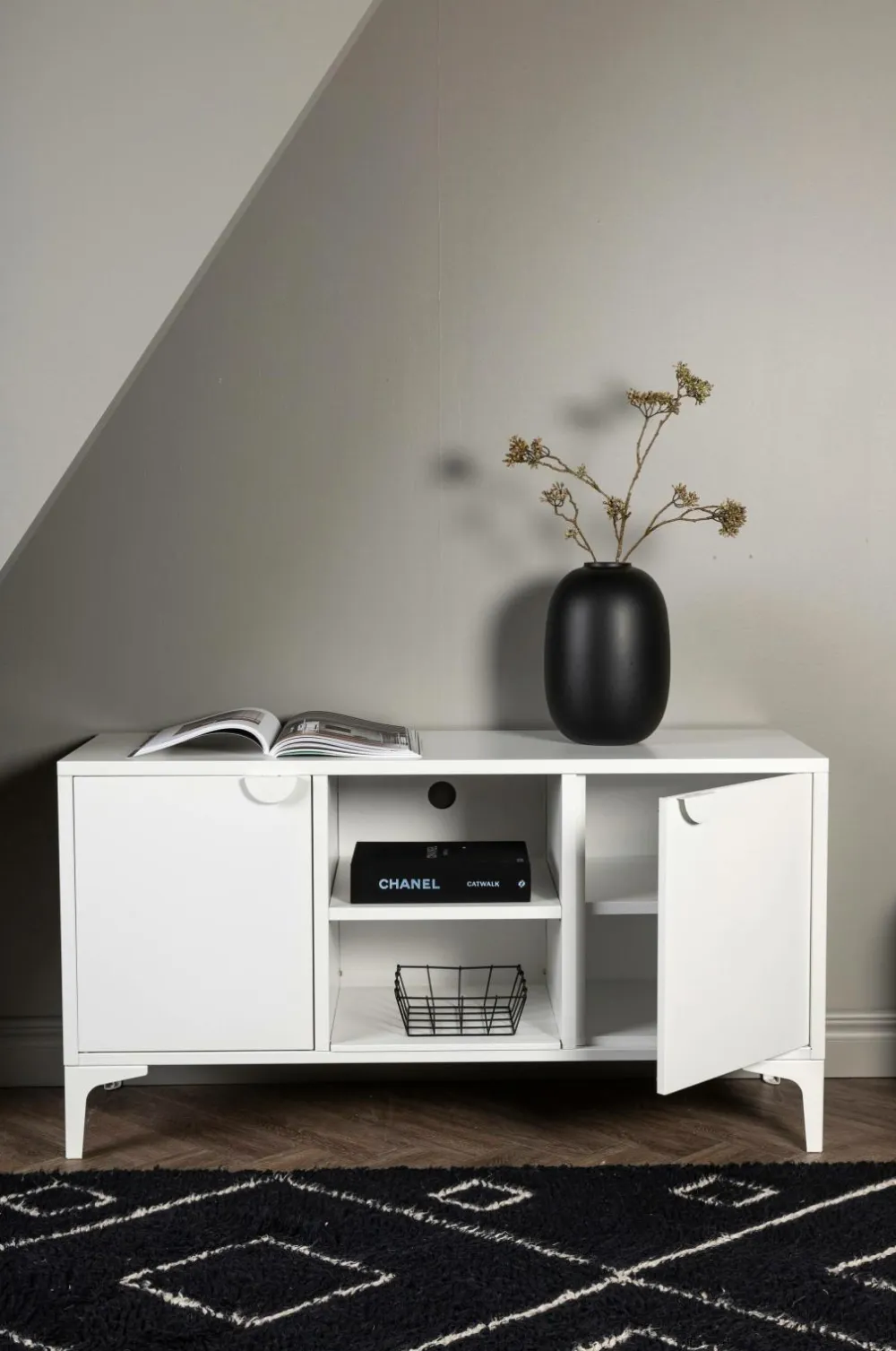Venture Home TV-bænk Piring Sort/hvid Clearance