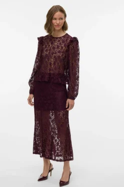 Vero Moda Maxi nederdel vmMeta Lace HW Ankle Winetasting Sale